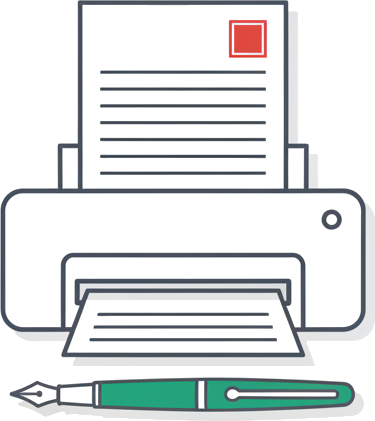 請求書がプリンタから印刷されるイラスト